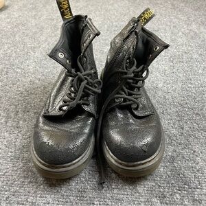 DR MARTENS Girls Black Snakes Skin Cobra  Lace Up Combat Boot 1460 size: 2
